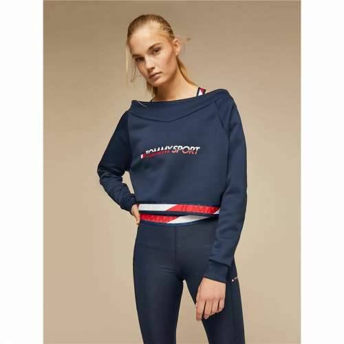 Ženska Majica bez Kapuljače Tommy Hilfiger Crop V Neck Tamno plava Cijena