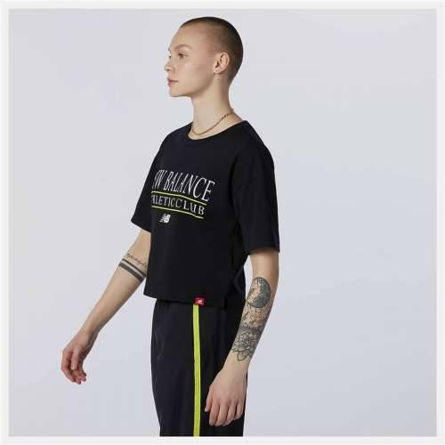 Ženska Majica Kratkih Rukava New Balance Essentials Athletic Club Boxy Crna Cijena
