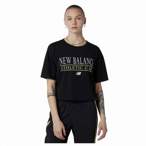 Ženska Majica Kratkih Rukava New Balance Essentials Athletic Club Boxy Crna Cijena