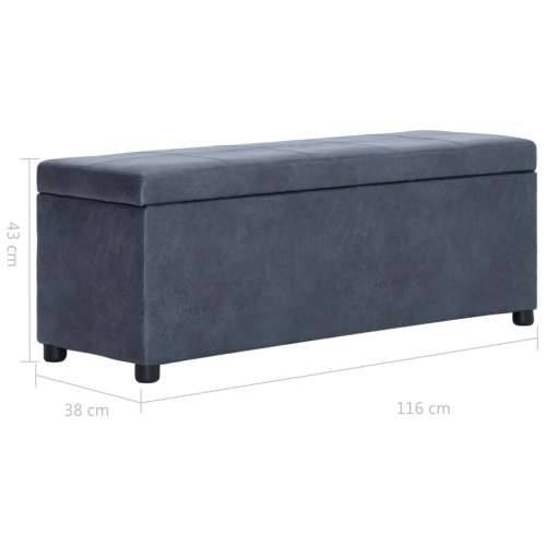 Klupa s pretincem od umjetne brušene kože 116 cm siva - Siva 116 cm Cijena