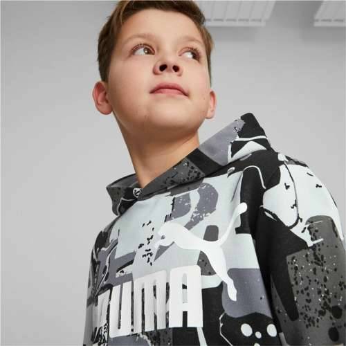 Unisex Majica s Kapuljačom Puma Essentials+ Street Art Crna Siva Cijena