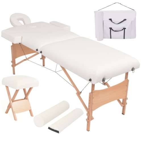 Sklopivi stol za masažu s 2 zone i stolac debljina 10 cm bijeli Cijena