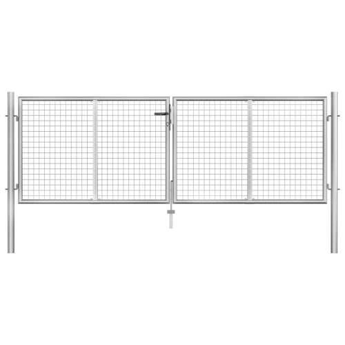 Vrtna vrata od pocinčanog čelika 306 x 125 cm srebrna - 306 x125 cm Cijena