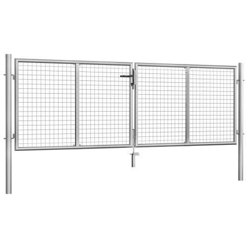 Vrtna vrata od pocinčanog čelika 306 x 125 cm srebrna - 306 x125 cm Cijena