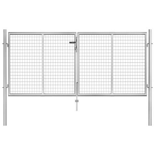 Vrtna vrata od pocinčanog čelika 306 x 150 cm srebrna - 306 x150 cm Cijena