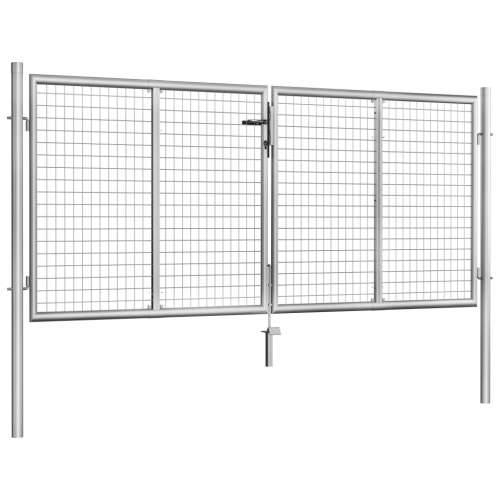 Vrtna vrata od pocinčanog čelika 306 x 150 cm srebrna - 306 x150 cm Cijena