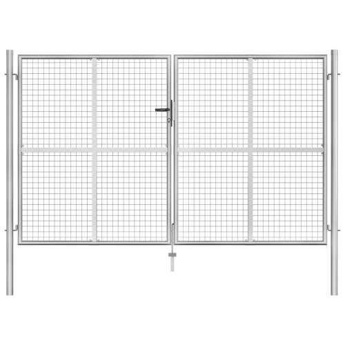 Vrtna vrata od pocinčanog čelika 306 x 200 cm srebrna - 306 x 200 cm Cijena