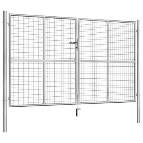 Vrtna vrata od pocinčanog čelika 306 x 200 cm srebrna - 306 x 200 cm Cijena