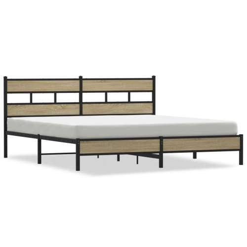 Metalni okvir kreveta bez madraca boja hrasta sonome 183x213 cm - sonoma hrast 183 x 213 cm s uzglavljem i niskim podnožjem Cijena