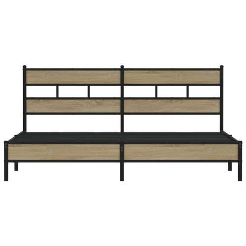 Metalni okvir kreveta bez madraca boja hrasta sonome 183x213 cm - sonoma hrast 183 x 213 cm s uzglavljem i niskim podnožjem Cijena