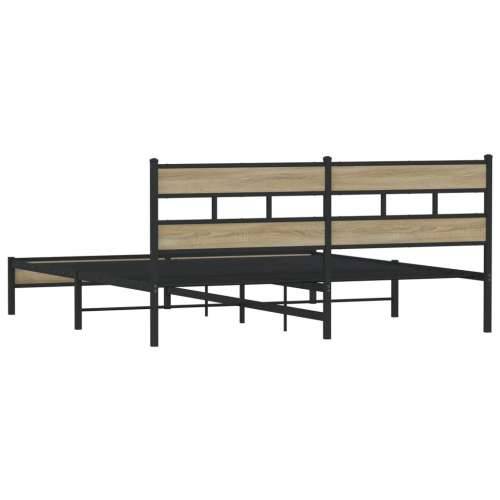 Metalni okvir kreveta bez madraca boja hrasta sonome 183x213 cm - sonoma hrast 183 x 213 cm s uzglavljem i niskim podnožjem Cijena