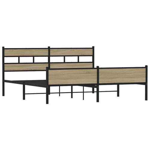 Metalni okvir kreveta bez madraca boja hrasta sonome 183x213 cm - sonoma hrast 183 x 213 cm s uzglavljem i visokim podnožjem Cijena