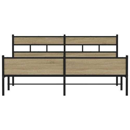 Metalni okvir kreveta bez madraca boja hrasta sonome 183x213 cm - sonoma hrast 183 x 213 cm s uzglavljem i visokim podnožjem Cijena