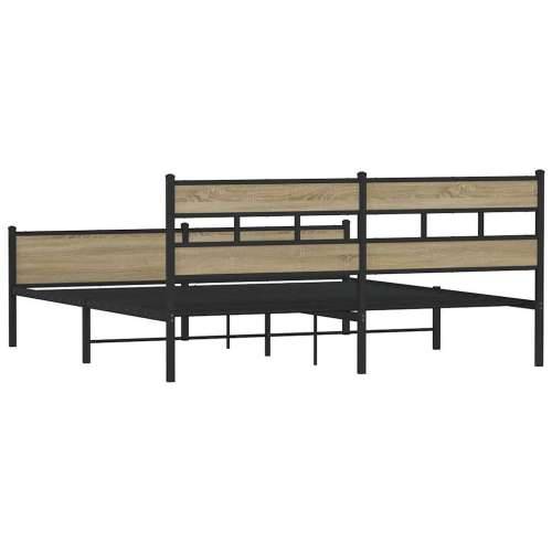 Metalni okvir kreveta bez madraca boja hrasta sonome 183x213 cm - sonoma hrast 183 x 213 cm s uzglavljem i visokim podnožjem Cijena