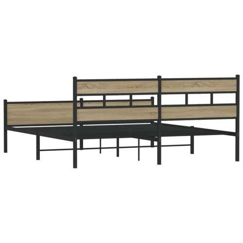 Metalni okvir kreveta bez madraca boja hrasta sonome 200x200 cm - sonoma hrast 200 x 200 cm s uzglavljem i visokim podnožjem Cijena