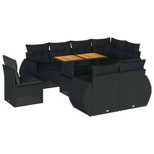Vrtna garnitura - 9-dijelni set vrtnih sofa s jastucima crni od poliratana - Crna 5x kutna + stol + 3x srednja 1 Cijena