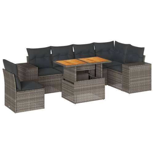 Vrtna garnitura - 7-dijelni set vrtnih sofa sivi od poliratana - siva i tamnosiva 3x kutna + stol + 3x srednja 1 Cijena