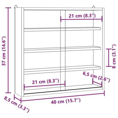 Drvena kolekcionarska vitrina s vratima 40x8,5x37 cm - 40 x 8.5 x 37 cm 1 Cijena