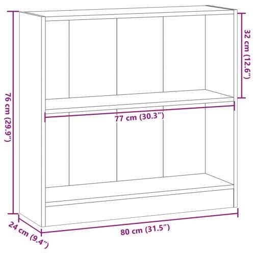 Regal za knjige boja hrasta 80x24x76 cm konstruirano drvo - Dimljeni hrast 1 76 cm 80 cm Cijena