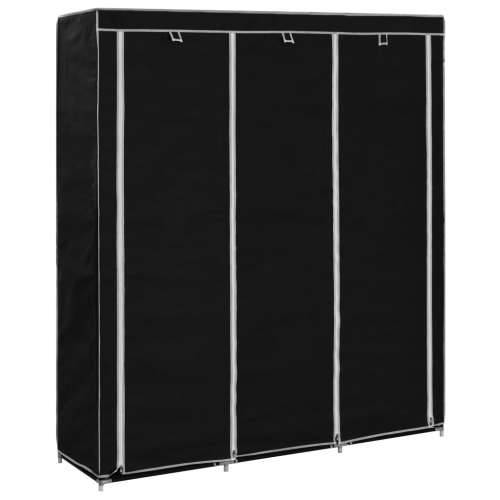 282453 Wardrobe with Compartments and Rods Black 150x45x175 cm Fabric