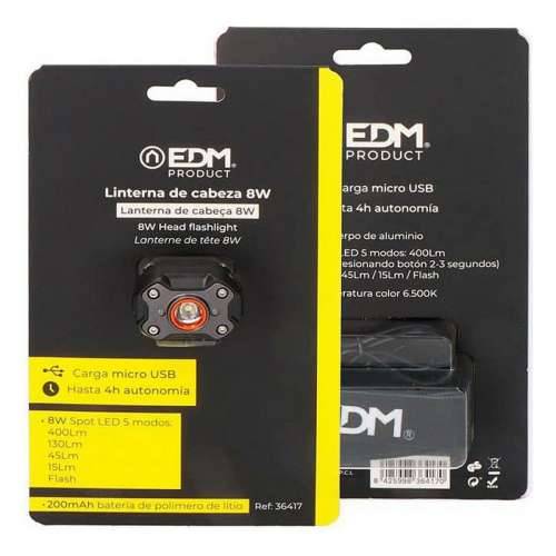 LED Svjetiljka za Glavu EDM 36417 Crna 8 W 400 lm Cijena