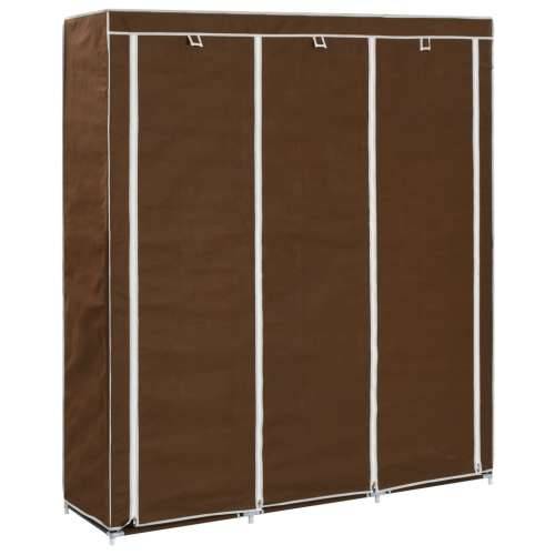 282454 Wardrobe with Compartments and Rods Brown 150x45x175 cm Fabric