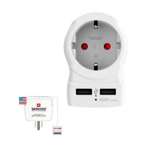 Adapter struje Skross 1500281 USB x 2 europski SAD Cijena