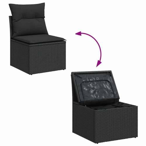 Vrtna garnitura - 7-dijelni set vrtnih sofa od poliratana s jastucima crni - Crna sa spremištem 1 Cijena