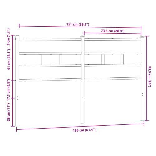 Uzglavlje smeđa boja hrasta 150 cm čelik i konstruirano drvo - Smeđi hrast 150 cm 1 Cijena