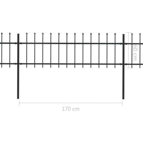 Vrtna ograda s ukrasnim kopljima čelična 11,9 x 0,6 m crna Cijena