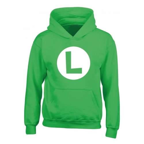 Dječja Majica s Kapuljačom Super Mario Luigi Badge Zelena Cijena