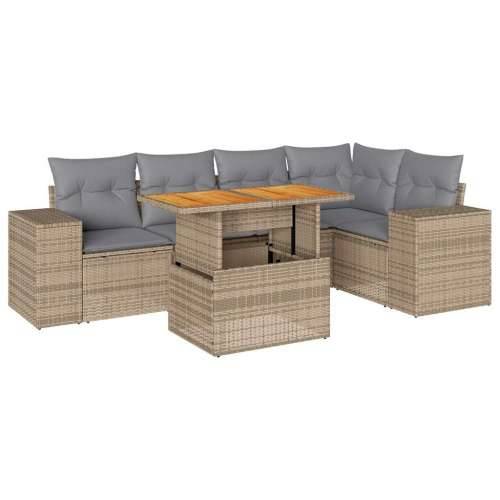 Vrtna garnitura - 6-dijelni set vrtnih sofa s jastucima bež od poliratana - bež i svjetlosiva 3x kutna + stol + 2x srednja 1 Cijena