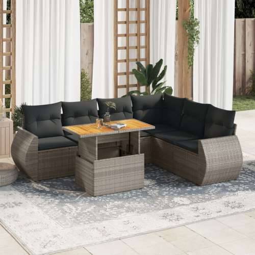 Vrtna garnitura - 7-dijelni set vrtnih sofa sivi od poliratana - siva i tamnosiva 3x kutna + stol + 3x srednja 1 Cijena