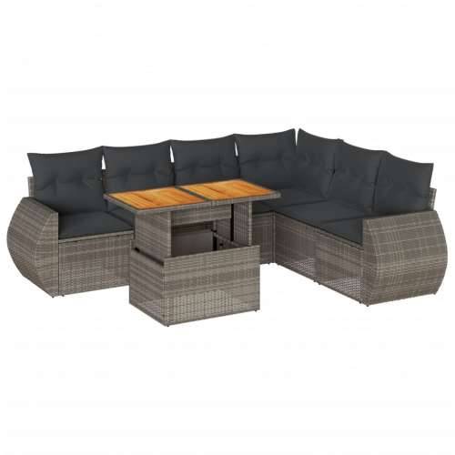 Vrtna garnitura - 7-dijelni set vrtnih sofa sivi od poliratana - siva i tamnosiva 3x kutna + stol + 3x srednja 1 Cijena