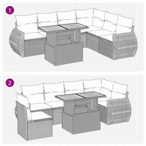 Vrtna garnitura - 7-dijelni set vrtnih sofa sivi od poliratana - siva i tamnosiva 3x kutna + stol + 3x srednja 1 Cijena