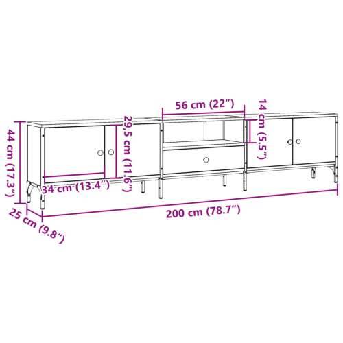 TV ormarić s ladicom boja drva 200x25x44 cm konstruirano drvo - Staro drvo 1 Cijena
