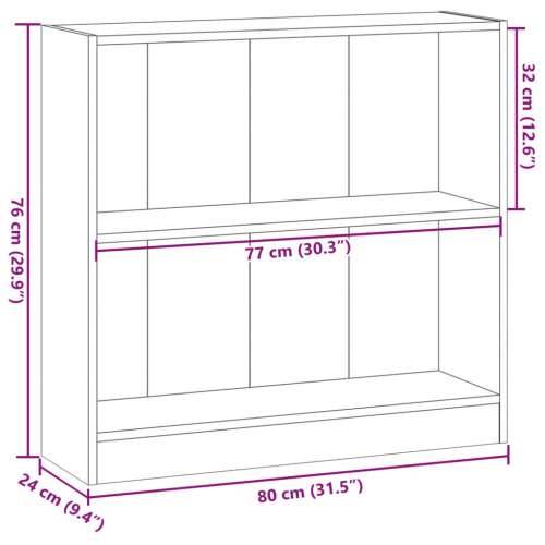 Regal za knjige boja hrasta 80x24x76 cm konstruirano drvo - Boja hrasta 1 76 cm 80 cm Cijena