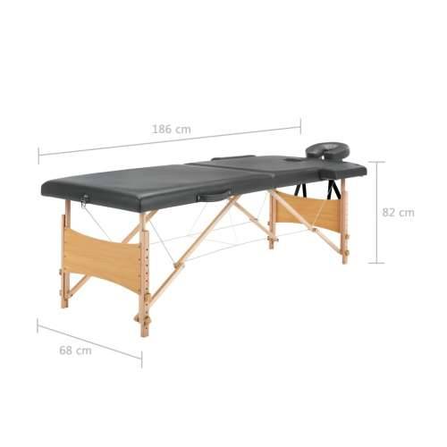 Masažni stol s 2 zone i drvenim okvirom antracit 186 x 68 cm Cijena