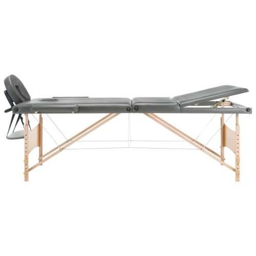 Stol za masažu s 3 zone i drvenim okvirom antracit 186 x 68 cm Cijena