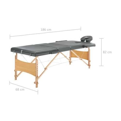 Stol za masažu s 3 zone i drvenim okvirom antracit 186 x 68 cm Cijena
