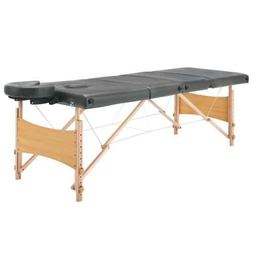 Stol za masažu s 4 zone i drvenim okvirom antracit 186 x 68 cm Cijena