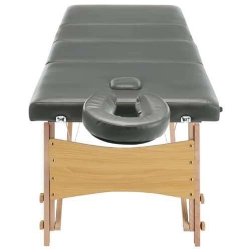 Stol za masažu s 4 zone i drvenim okvirom antracit 186 x 68 cm Cijena