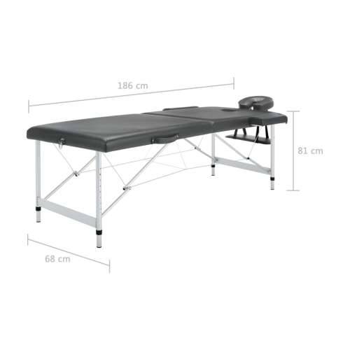 Stol za masažu s 2 zone aluminijski okvir antracit 186 x 68 cm Cijena