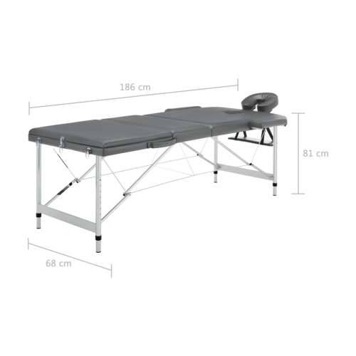 Masažni stol s 3 zone i aluminijskim okvirom antracit 186x68 cm Cijena