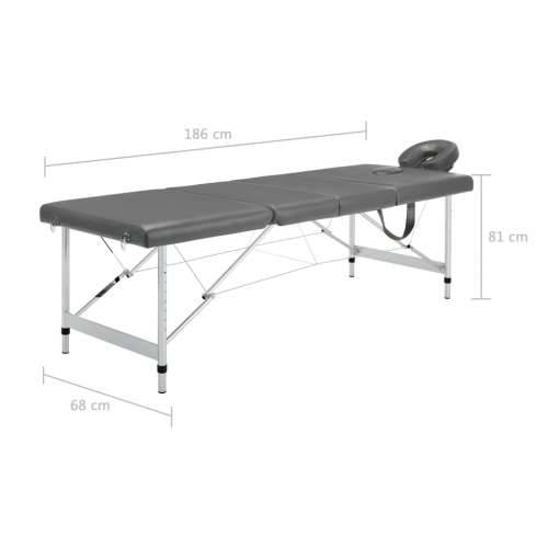 Masažni stol s 4 zone i aluminijskim okvirom antracit 186x68 cm Cijena
