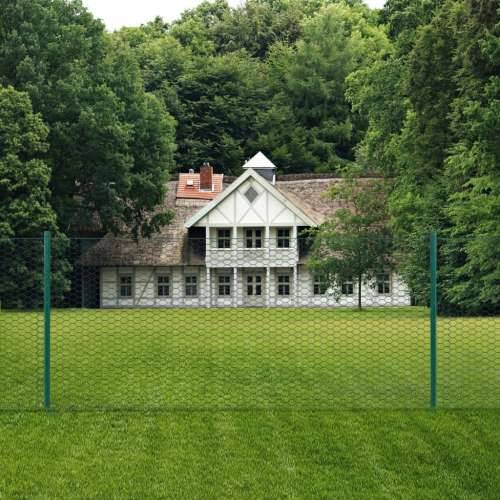 Ograda od žičane mreže sa stupovima čelična 25 x 0,5 m zelena - 1 25 m 0.5 m 25 mm Cijena