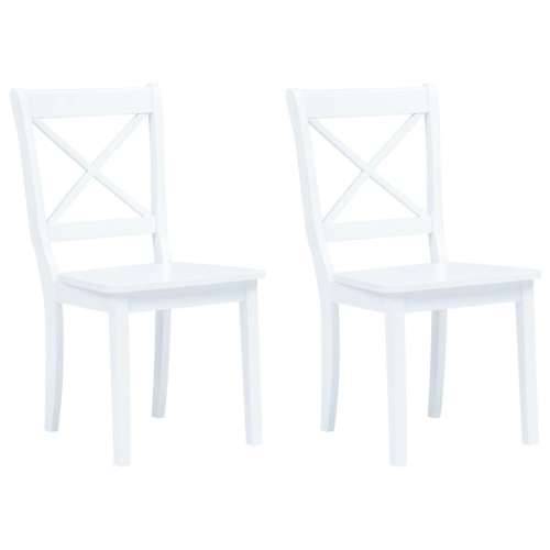 Blagovaonske stolice 2 kom bijele od masivnog drva kaučukovca