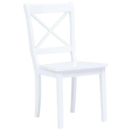 Blagovaonske stolice 2 kom bijele od masivnog drva kaučukovca Cijena