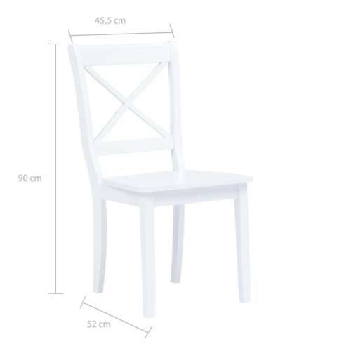 Blagovaonske stolice 2 kom bijele od masivnog drva kaučukovca Cijena