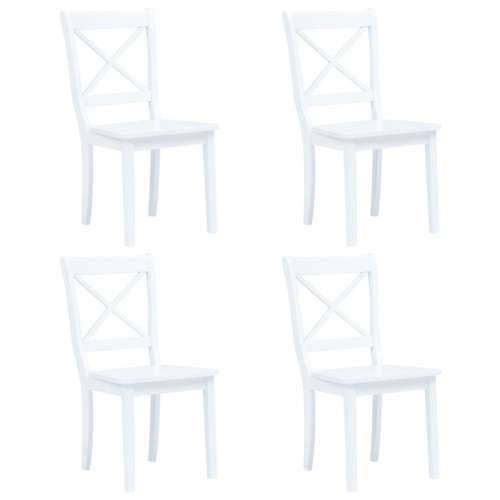 Blagovaonske stolice od masivnog drva kaučukovca 4 kom bijele